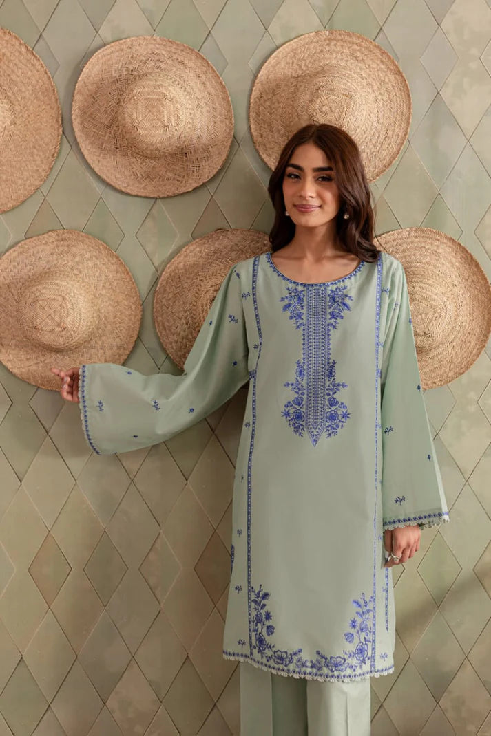 JAZMIN-2PC DHANAK EMBROIDRED SHIRT WITH AND TROUSER-ADR-3282