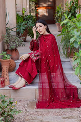 BATIK-3PC DHANAK EMBROIDERED SHIRT WITH CHIFFON EMBROIDERED DUPATTA AND TROUSER-ADR-5019