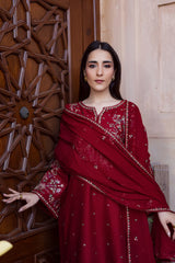 BATIK-3PC DHANAK EMBROIDERED SHIRT WITH DHANAK EMBROIDERED SHAWL AND TROUSER-ADR-4381