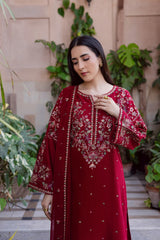 BATIK-3PC DHANAK EMBROIDERED SHIRT WITH CHIFFON EMBROIDERED DUPATTA AND TROUSER-ADR-5019