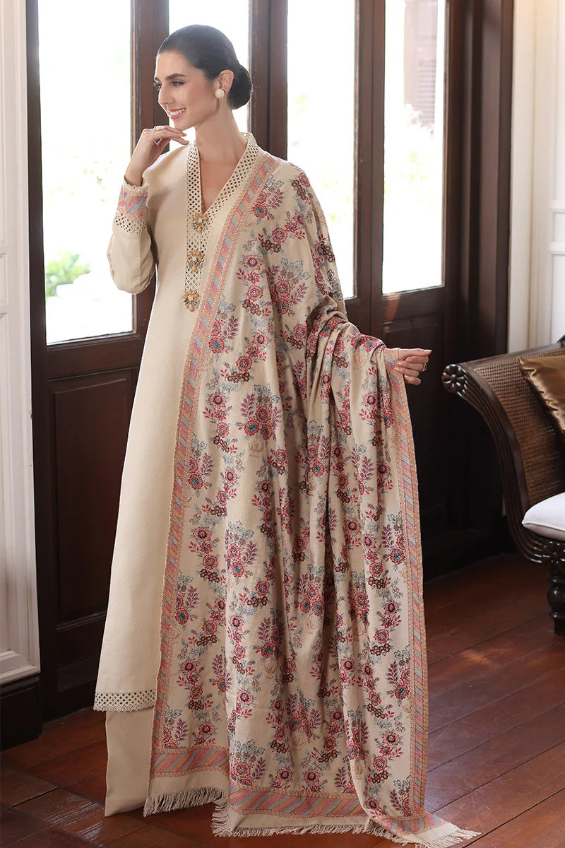 BAREEZE- 3PC DHANAK EMBROIDERED SHIRT WITH DHANAK EMBROIDERED SHAWL-ADR-3197