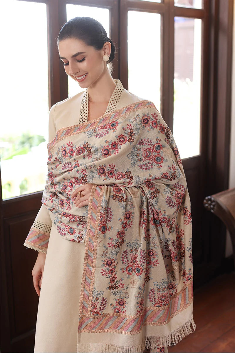 BAREEZE- 3PC DHANAK EMBROIDERED SHIRT WITH DHANAK EMBROIDERED SHAWL-ADR-3197