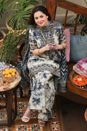SAPPHIRE-3PC LAWN EMBROIDERED PRINTED SHIRT WITH CHIFFON PRINT DUPATTA AND PRINT TROUSER