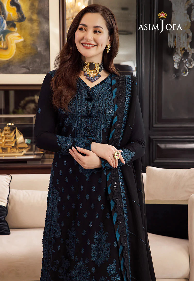 ASIM JOFA- 3PC DHANAK EMBROIDERED SHIRT WITH BAMBER DHANAK EMBROIDERED SHAWL & TROUSER-ADR-4078