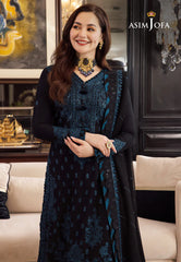 ASIM JOFA- 3PC DHANAK EMBROIDERED SHIRT WITH BAMBER DHANAK EMBROIDERED SHAWL & TROUSER-ADR-4078