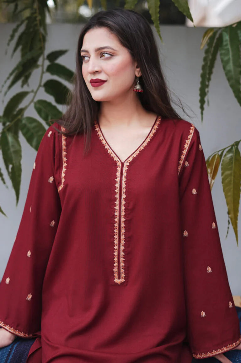 ASLING- 3PC DHANAK EMBROIDERED SHIRT DHANAK EMBROIDERED DUPATTA AND TROUSER-ADR-3183