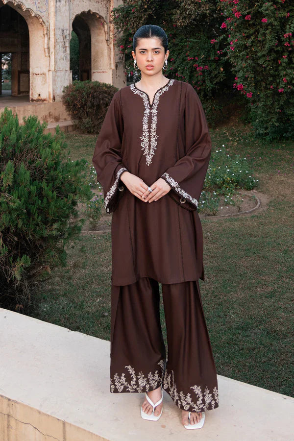 ZIVA-2PC DHANAK EMBROIDERED SHIRT WITH DHANAK EMBROIDERED TROUSER-ADR-3416