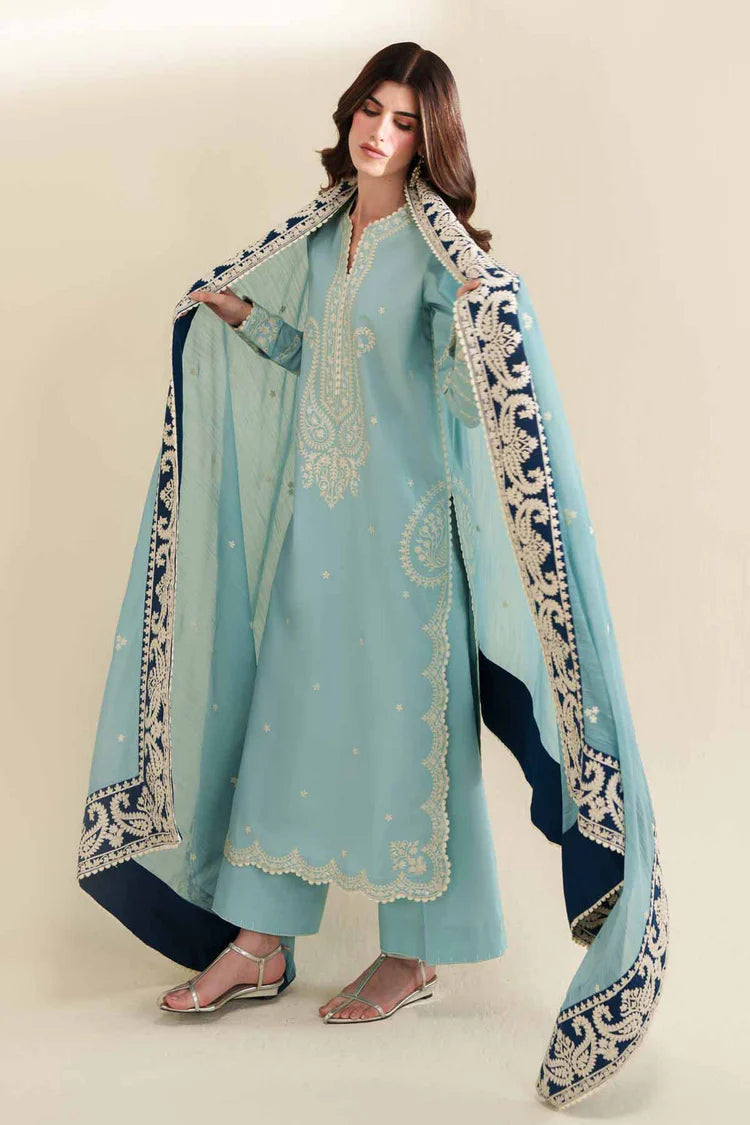ZAIB-3PC LAWN EMBROIDERED SHIRT WITH CHIFFON EMB DUPATTA AND TROUSER-ADR-4916