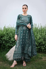 ZAIB-3PC DHANAK EMBROIDERED SHIRT WITH DHANAK EMBROIDERED SHAWL AND TROUSER-ADR-5042