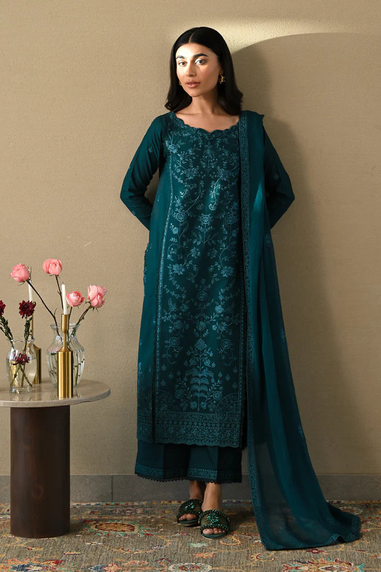 ZAIB-3PC LAWN EMBROIDERED SHIRT WITH CHIFFON EMB DUPATTA AND TROUSER-ADR-4512