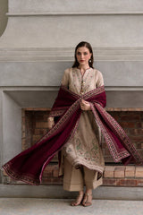 ZAIB-3PC DHANAK EMBROIDERED SHIRT WITH DHANAK EMBROIDERED SHAWL AND TROUSER-ADR-