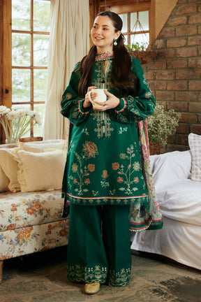 ZAHRA SHAHJAHAN- 3PC DHANAK EMBROIDERED SHIRT WITH COUTURE PRINT SHAWL-ADR-3212