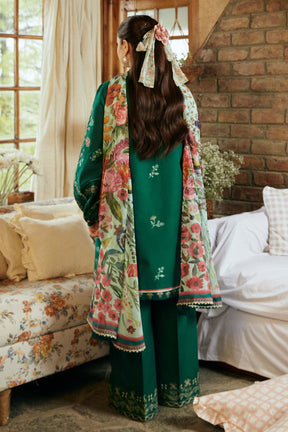 ZARA SHAHJAHAN-3PC LAWN EMBROIDERED SHIRT WITH MONARK PRINT DUPATTA & EMBROIDERED TROUSER-ADR-3545