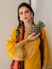 IZEL-3PC LAWN EMBROIDERED SHIRT WITH CHIFFON PRINT DUPATTA AND EMB TROUSER-ADR-4821