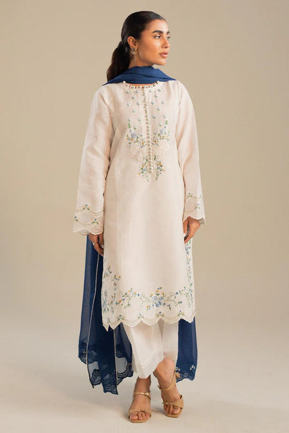 ZAHRA SHAH JAHAN 3PC DHANAK EMBROIDERED SHIRT WITH BAMBER CHIFFON EMBROIDERED DUPATTA AND TROUSER-ADR-4054