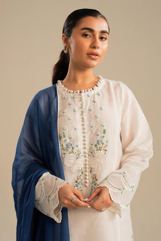 ZAHRA SHAH JAHAN 3PC DHANAK EMBROIDERED SHIRT WITH BAMBER CHIFFON EMBROIDERED DUPATTA AND TROUSER-ADR-4054