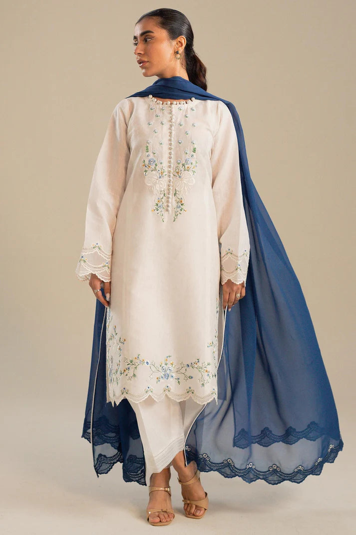 ZAHRA SHAH JAHAN 3PC DHANAK EMBROIDERED SHIRT WITH BAMBER CHIFFON EMBROIDERED DUPATTA AND TROUSER-ADR-4054