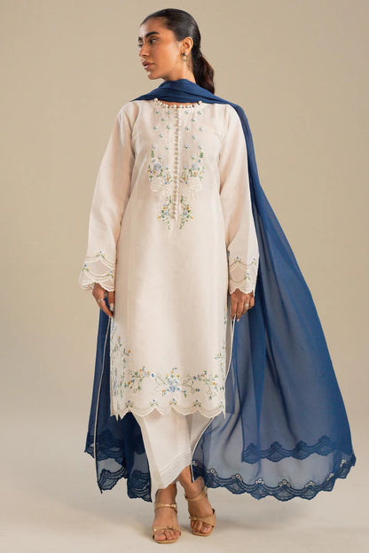 ZAHRA SHAH JAHAN 3PC DHANAK EMBROIDERED SHIRT WITH BAMBER CHIFFON EMBROIDERED DUPATTA AND TROUSER-ADR-4054
