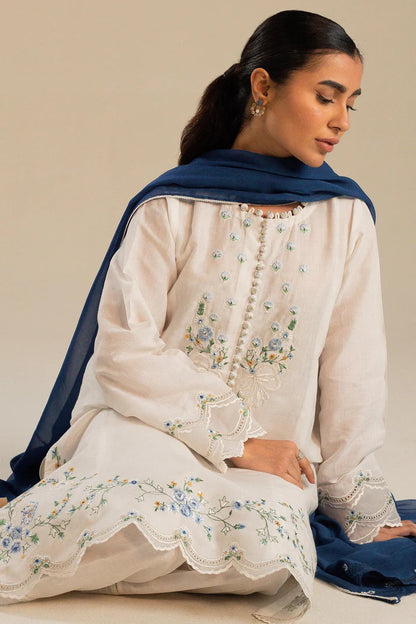 ZAHRA SHAH JAHAN 3PC DHANAK EMBROIDERED SHIRT WITH BAMBER CHIFFON EMBROIDERED DUPATTA AND TROUSER-ADR-4054