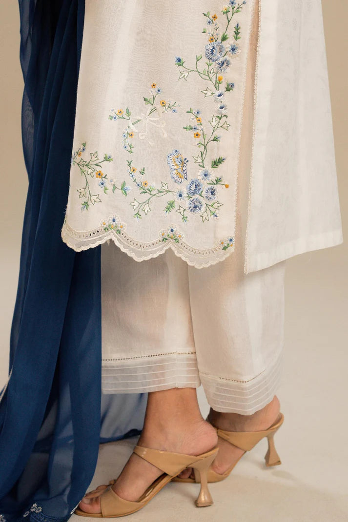 ZAHRA SHAH JAHAN 3PC DHANAK EMBROIDERED SHIRT WITH BAMBER CHIFFON EMBROIDERED DUPATTA AND TROUSER-ADR-4054