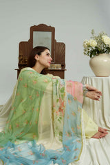 ZARA SHAH JAHAN-3PC LAWN EMBROIDERED SHIRT WITH CHIFFON PRINTED DUPATTA & EMB TROUSER-ADR-4650