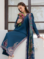 IZEL-3PC LAWN EMBROIDERED SHIRT WITH CHIFFON PRINTED DUPATTA AND TROUSER-ADR-4846