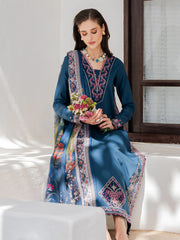 IZEL-3PC LAWN EMBROIDERED SHIRT WITH CHIFFON PRINTED DUPATTA AND TROUSER-ADR-4846