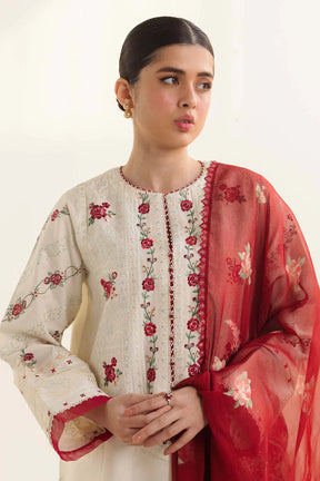 ZAHRA SHAHJAHAN- 3PC LAWN EMBROIDERED SHIRT WITH DIAMOND PRINT DUPATTA-ADR-2855