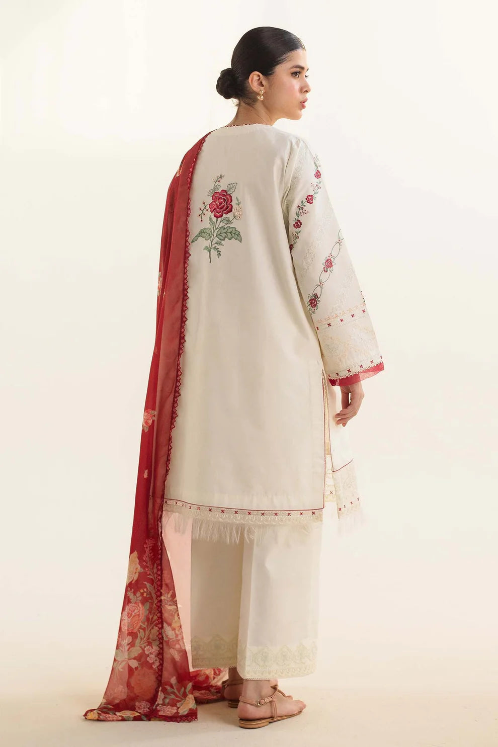 ZAHRA SHAHJAHAN- 3PC LAWN EMBROIDERED SHIRT WITH DIAMOND PRINT DUPATTA-ADR-2855