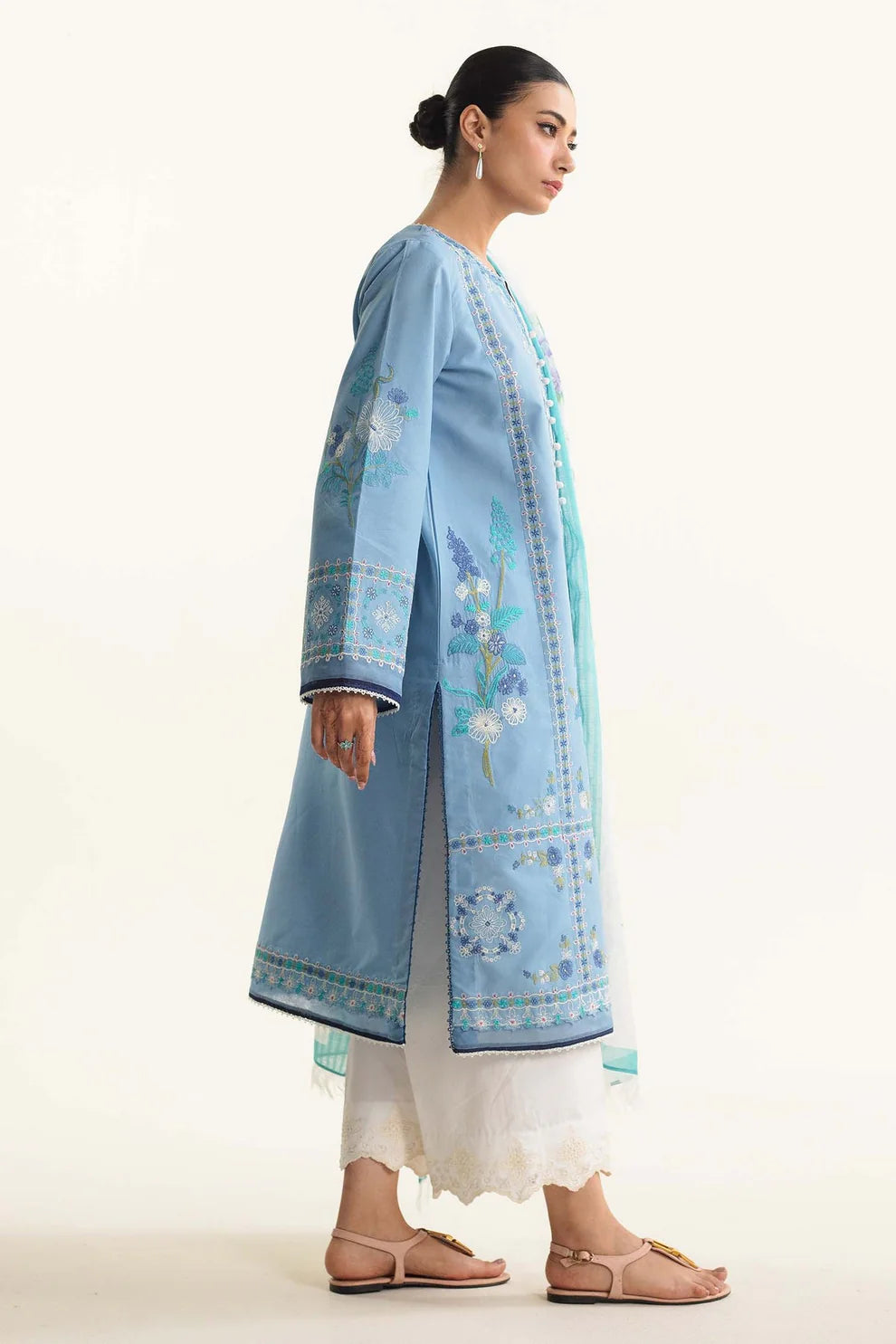 ZAHRA SHAHJAHAN- 3PC LAWN EMBROIDERED SHIRT WITH DIAMOND PRINT DUPATTA-ADC-2856