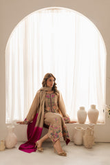 VINTAGE-3PC LAWN EMBROIDERED SHIRT WITH CHIFFON TYE&DYE DUPATTA AND TROUSER-ADR-4768