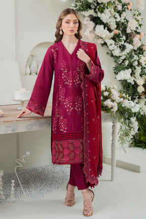 ZIVA- LAWN 3PC EMBROIDERED SHIRT WITH BAMBER CHIFFON EMBROIDERED DUPATTA WITH TROUSER -ADR- 2787