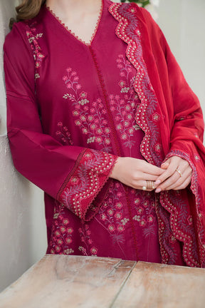 ZIVA- LAWN 3PC EMBROIDERED SHIRT WITH BAMBER CHIFFON EMBROIDERED DUPATTA WITH TROUSER -ADR- 2787