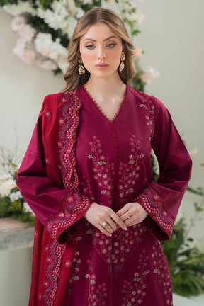 ZIVA- LAWN 3PC EMBROIDERED SHIRT WITH BAMBER CHIFFON EMBROIDERED DUPATTA WITH TROUSER -ADR- 2787