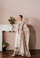 ZAIB-3PC DHANAK EMBROIDERED SHIRT WITH DHANAK EMB SHAWL AND EMB TROUSER-ADR-5213