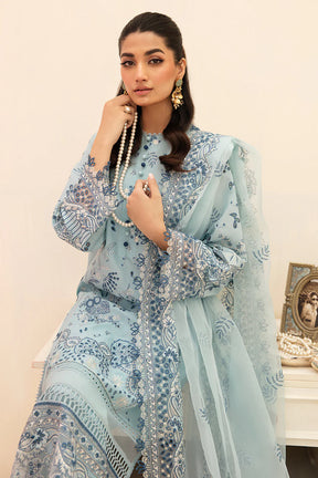 ADAN LIBAAS- 3PC LAWN CHIKENKARI EMBROIDERED SHIRT WITH ORGANZA EMBROIDERED DUPATTA-ADR-2784