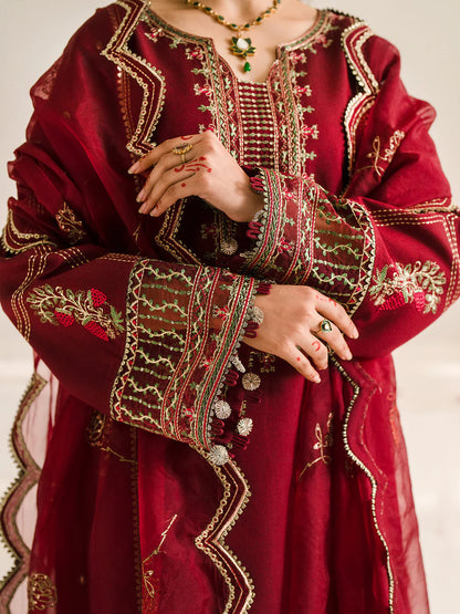 BATIK-3PC LAWN EMBROIDERED SHIRT WITH ORGANZA EMBROIDRED DUPATTA AND TROUSER-ADR-3610