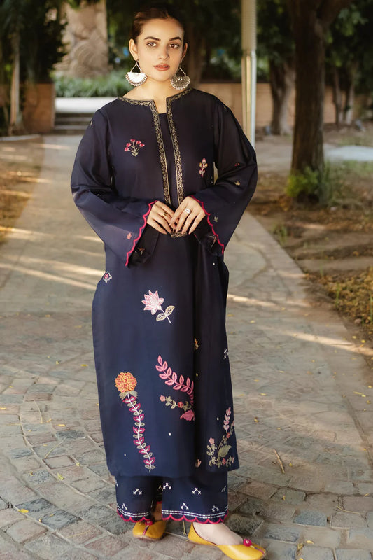 Urge - 2PC Dhanak Embroidered Shirt With Dhanak Embroidered Trouser-ADR-3340