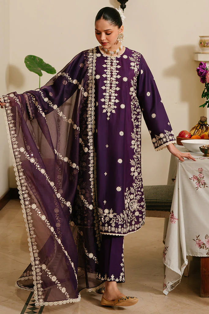IZEL-3PC LAWN EMBROIDERED SHIRT WITH ORGANZA EMBROIDERED DUPATTA AND TROUSER-ADR-4842