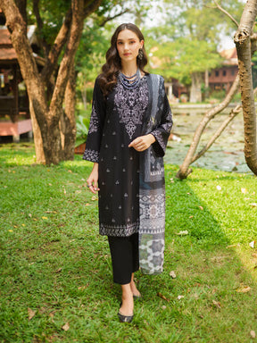 GARNET-3PC LAWN EMBROIDERED SHIRT WITH DIAMOND PRINTED DUPATTA AND TROUSER-adr-2884