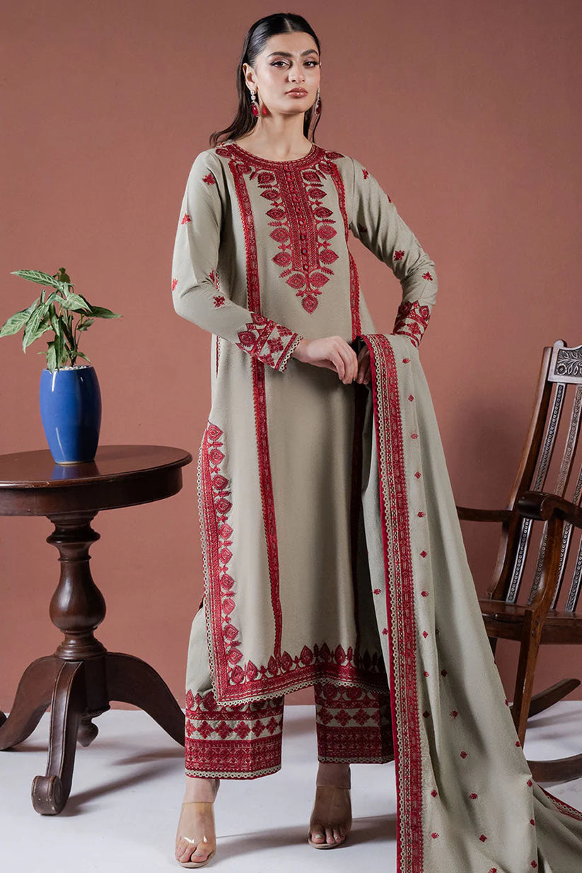 Asim Jofa-Lawn 3pc Embroidered Shirt With Lawn Embroidered Dupatta & Embroidered Trouser-ADR-3563