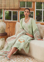 CRIMSON-3PC LAWN CHIKANKARI EMBROIDERED SHIRT WITH CHIFOON PRINTED DUPATTA AND EMB TROUSER-ADR-4748