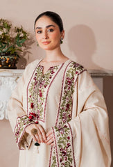 ZAIB-3PC DHANAK EMBROIDERED SHIRT WITH DHANAK EMB SHAWL AND EMB TROUSER-ADR-5213