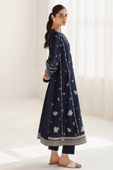 JAZMIN-3PC DHANAK SEQUENCE EMBROIDERED SHIRT WITH COUTRAI PRINTED SHAWL & DHANAK TOUSER-ADR-4182