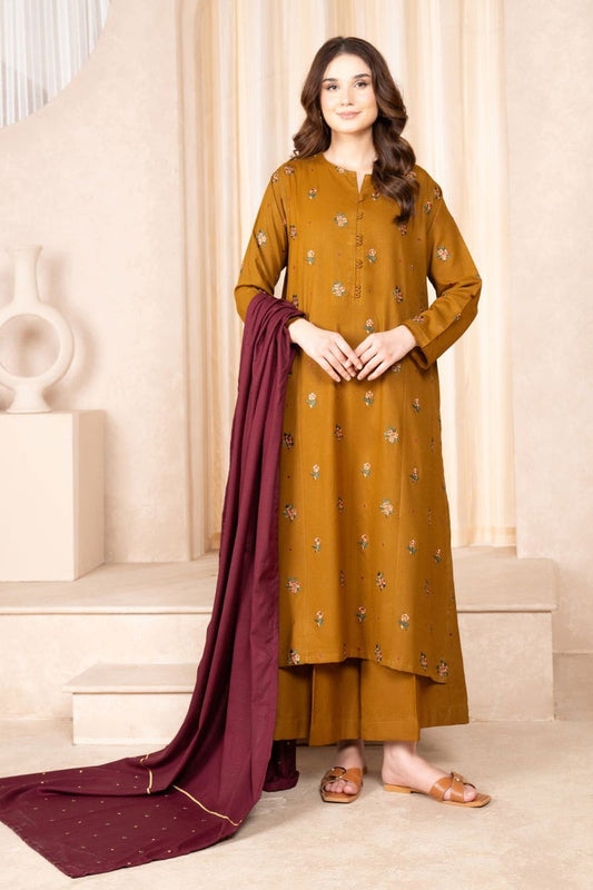 LAZULI- 3PC DHANAK EMBROIDERED SHIRT DHANAK EMBROIDERED DUPATTA AND TROUSER-ADR-4074