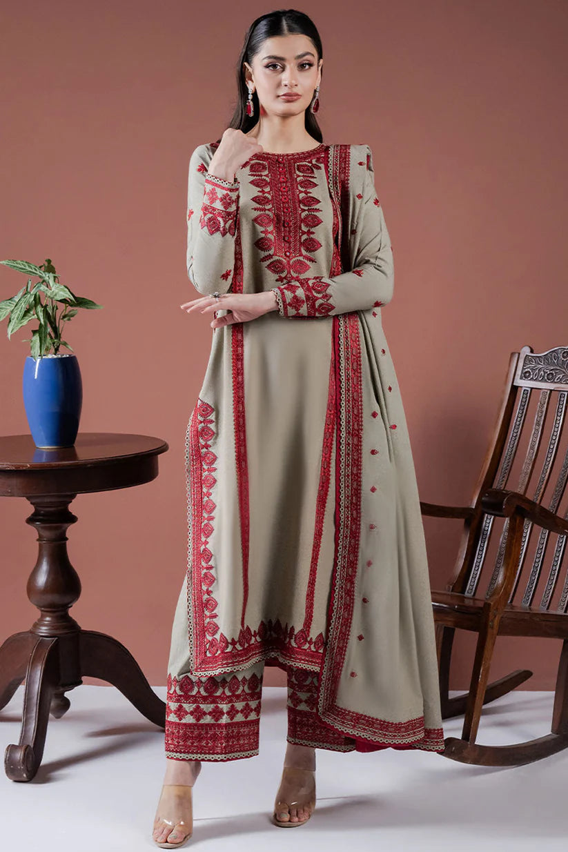 Asim Jofa-Lawn 3pc Embroidered Shirt With Lawn Embroidered Dupatta & Embroidered Trouser-ADR-3563