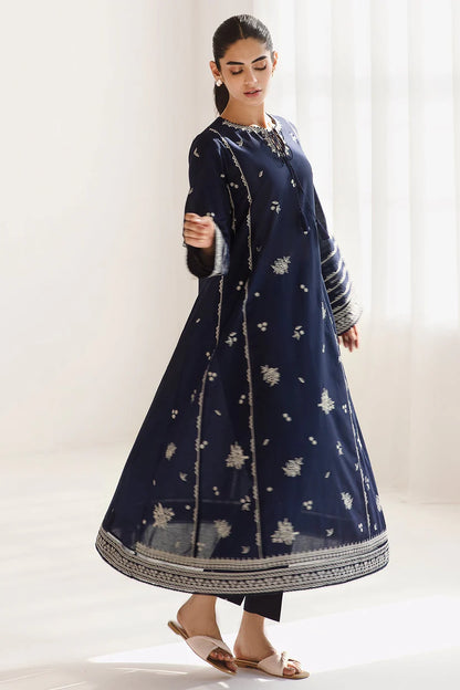 JAZMIN-3PC DHANAK SEQUENCE EMBROIDERED SHIRT WITH COUTRAI PRINTED SHAWL & DHANAK TOUSER-ADR-4182
