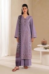GARNET-3PC DHANAK EMBROIDERED SHIRT WITH COURTRAI PRINTED SHAWL AND TROUSER-ADR-4295