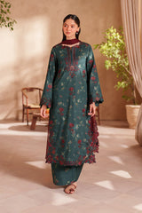 IZNIK-3PC LAWN EMB PRINTED SHIRT WITH CHIFFON EMBROIDERED AND PRINTED TROUSER-ADR-029