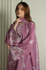 CROSS STITCH-3PC LAWN EMBROIDERED SHIRT WITH CHIFFON EMBROIDRERD DUPATTA & TROUSER-ADR-4501